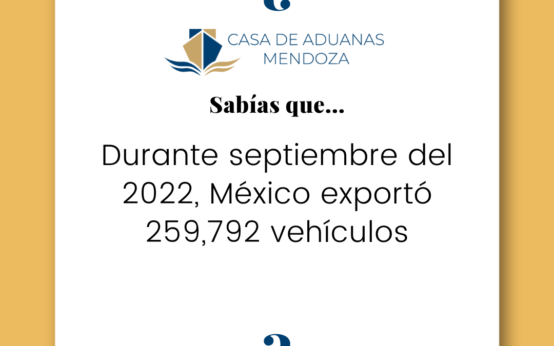 Durante septiembre del 2022, México exportó 259,792 vehículos.
